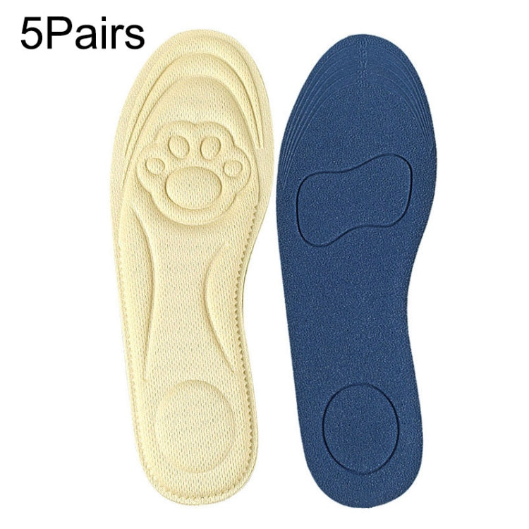 5 Pairs 082 Soft Breathable Shockproof Massage Cat Paw Sports Full Insole Shoe-pad, Size: 225-250mm