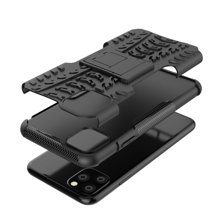 For iPhone 11 Pro Max Tire Texture TPU + PC Shockproof Case with Holder
