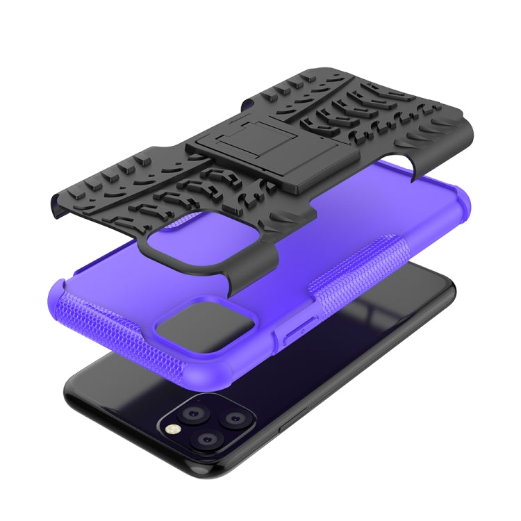 For iPhone 11 Pro Max Tire Texture TPU + PC Shockproof Case with Holder