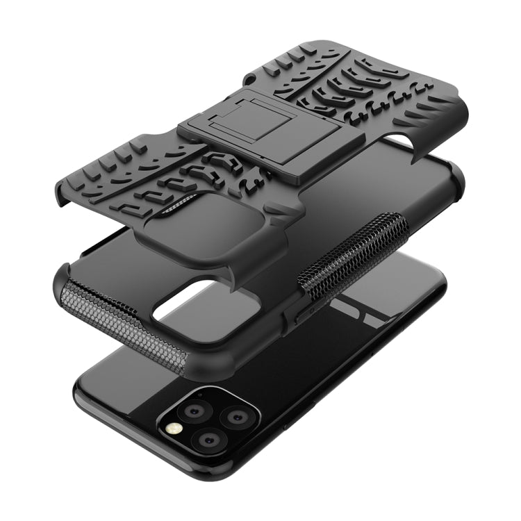 For iPhone 11 Pro Tire Texture TPU + PC Shockproof Case with Holder