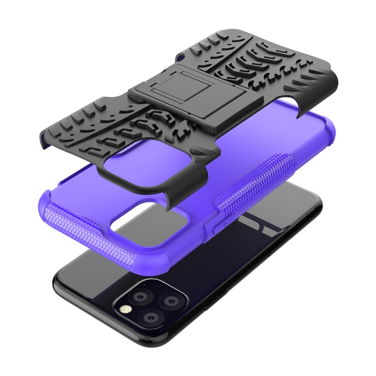 For iPhone 11 Pro Tire Texture TPU + PC Shockproof Case with Holder
