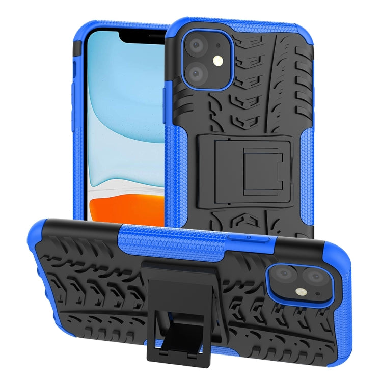For iPhone 11 Tire Texture TPU + PC Shockproof Case with Holder
