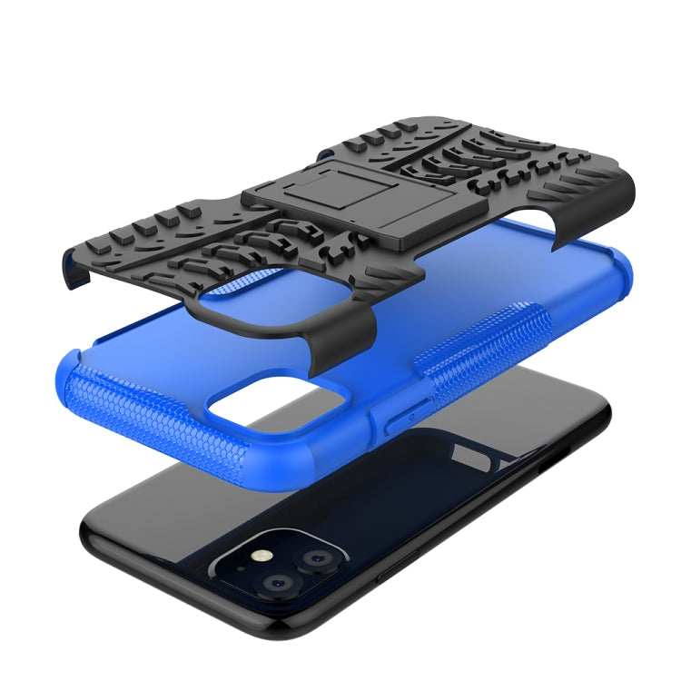For iPhone 11 Tire Texture TPU + PC Shockproof Case with Holder
