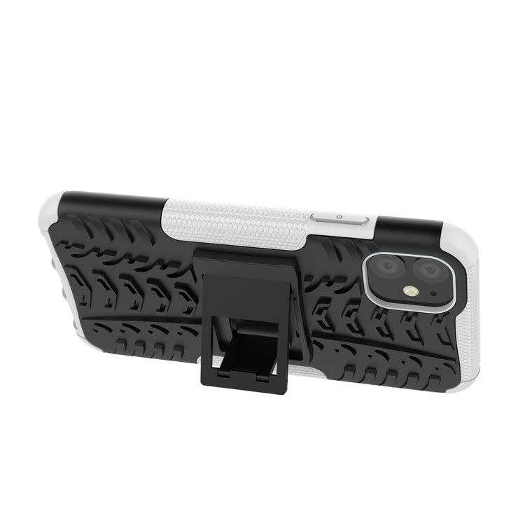 For iPhone 11 Tire Texture TPU + PC Shockproof Case with Holder