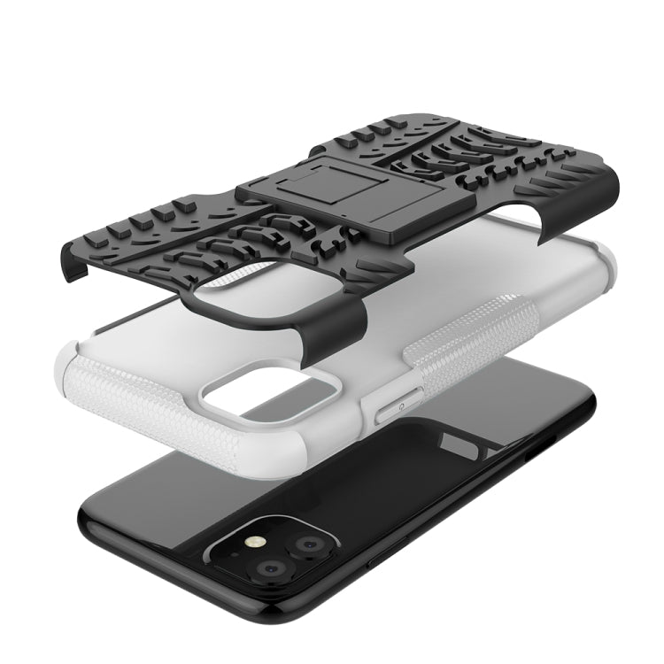 For iPhone 11 Tire Texture TPU + PC Shockproof Case with Holder
