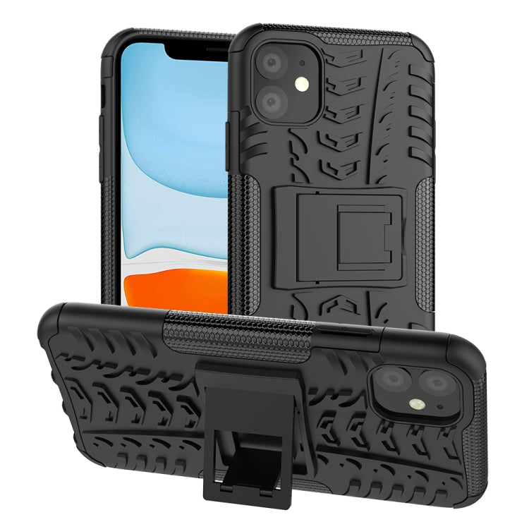 For iPhone 11 Tire Texture TPU + PC Shockproof Case with Holder