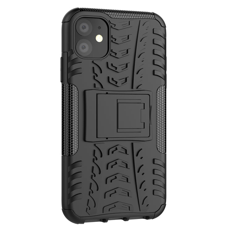 For iPhone 11 Tire Texture TPU + PC Shockproof Case with Holder