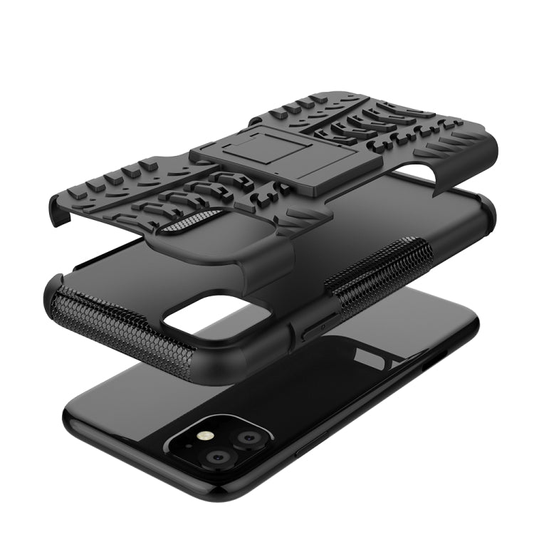 For iPhone 11 Tire Texture TPU + PC Shockproof Case with Holder