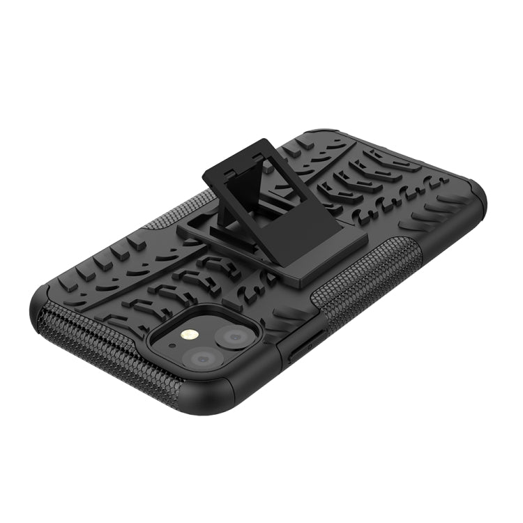 For iPhone 11 Tire Texture TPU + PC Shockproof Case with Holder
