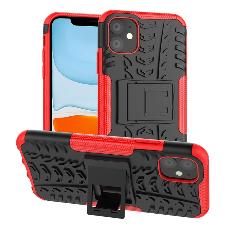 For iPhone 11 Tire Texture TPU + PC Shockproof Case with Holder