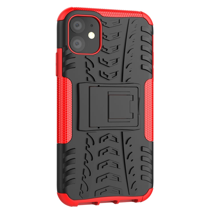 For iPhone 11 Tire Texture TPU + PC Shockproof Case with Holder