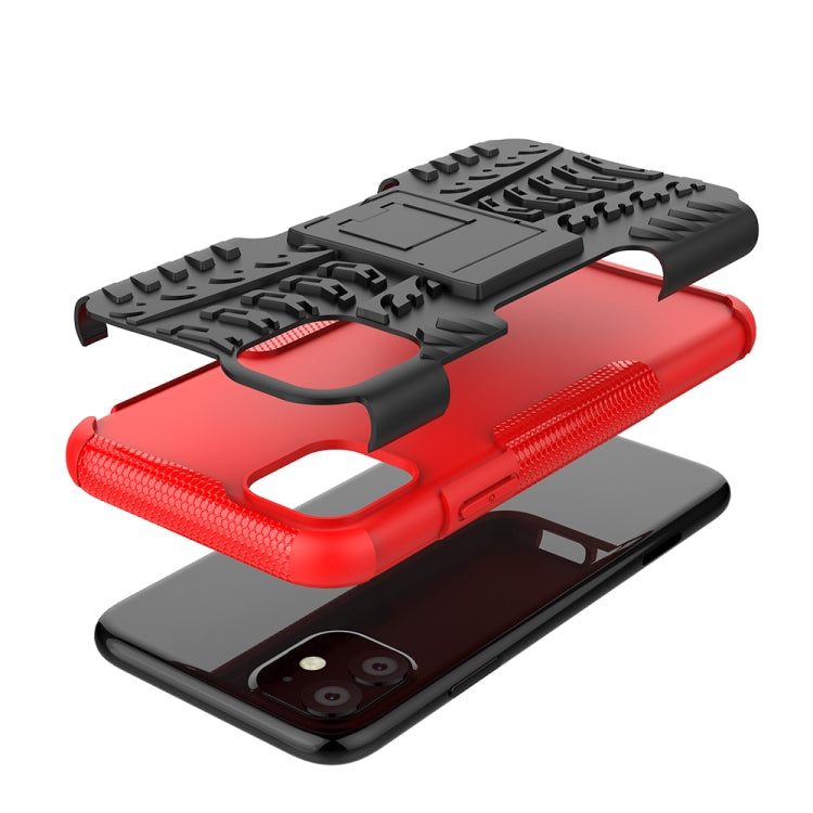 For iPhone 11 Tire Texture TPU + PC Shockproof Case with Holder