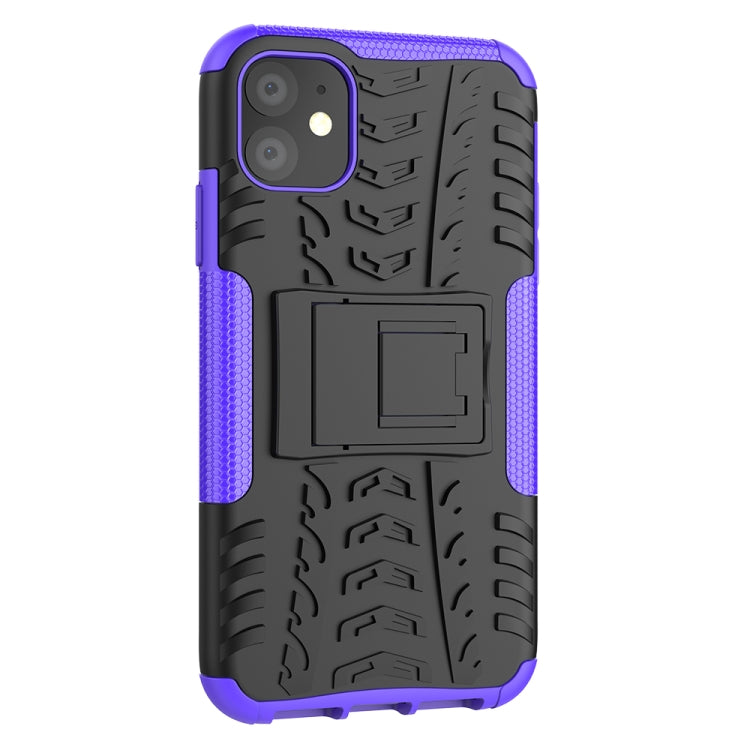 For iPhone 11 Tire Texture TPU + PC Shockproof Case with Holder