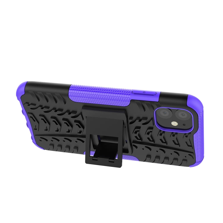For iPhone 11 Tire Texture TPU + PC Shockproof Case with Holder