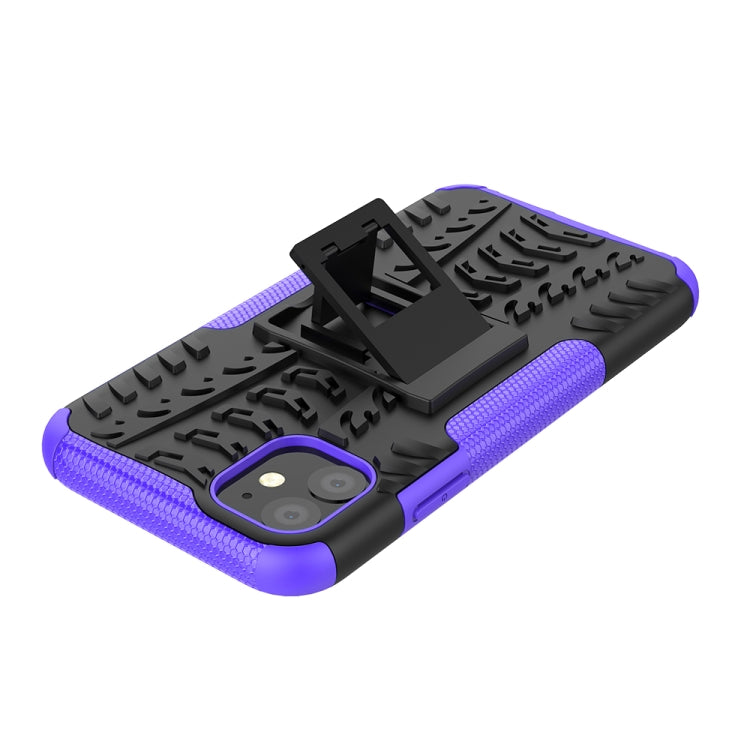 For iPhone 11 Tire Texture TPU + PC Shockproof Case with Holder
