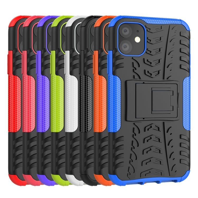 For iPhone 11 Tire Texture TPU + PC Shockproof Case with Holder
