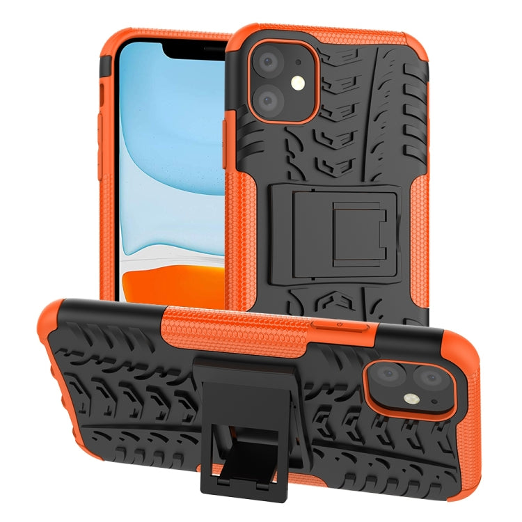 For iPhone 11 Tire Texture TPU + PC Shockproof Case with Holder