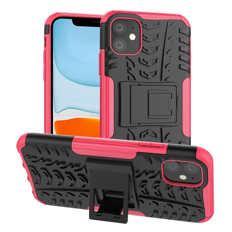 For iPhone 11 Tire Texture TPU + PC Shockproof Case with Holder