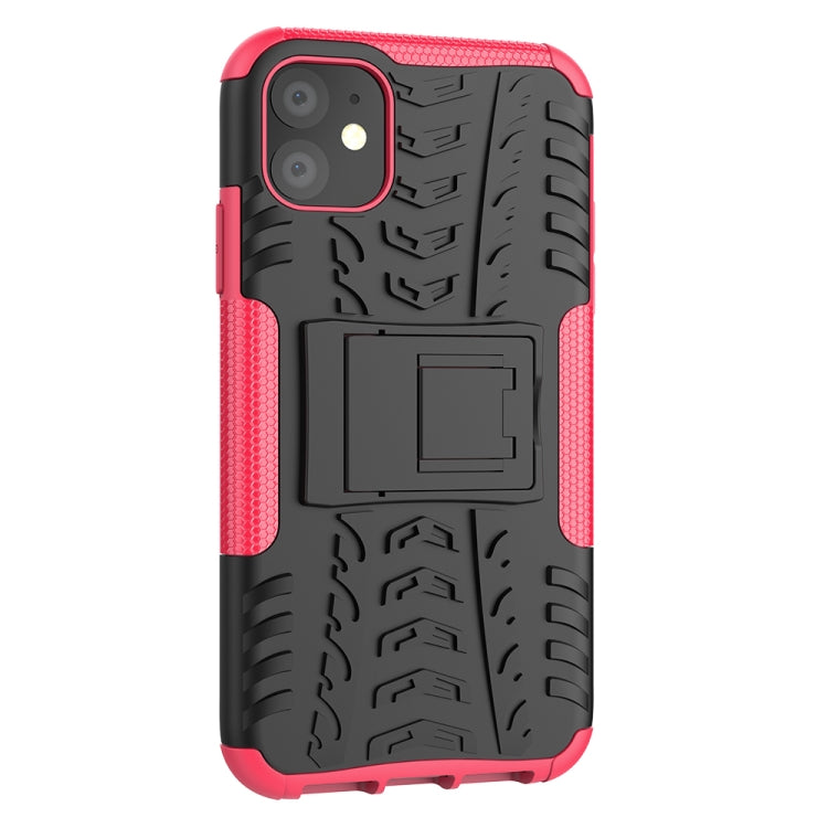 For iPhone 11 Tire Texture TPU + PC Shockproof Case with Holder