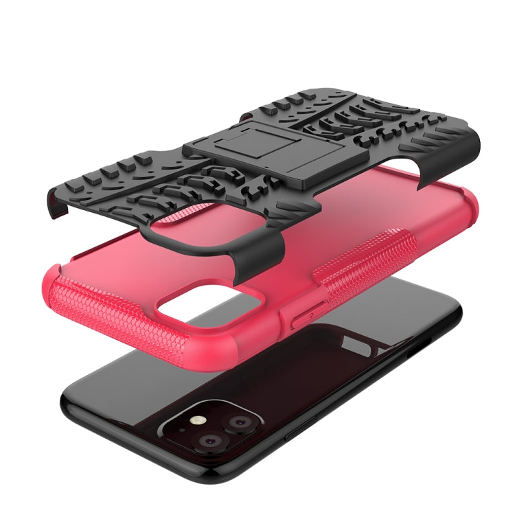 For iPhone 11 Tire Texture TPU + PC Shockproof Case with Holder