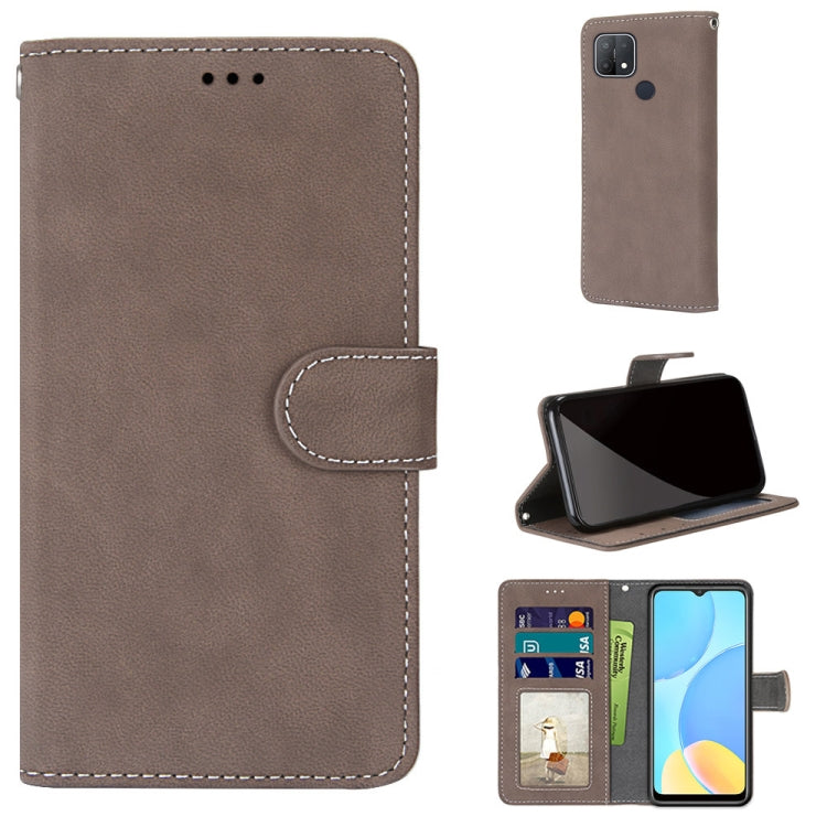 For OPPO A15 / A15s Retro Frosted Horizontal Flip PU Leather Case with Holder & Card Slots & Wallet & Photo Frame