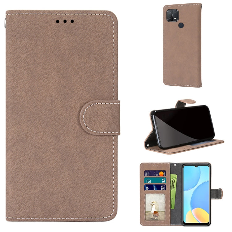 For OPPO A15 / A15s Retro Frosted Horizontal Flip PU Leather Case with Holder & Card Slots & Wallet & Photo Frame