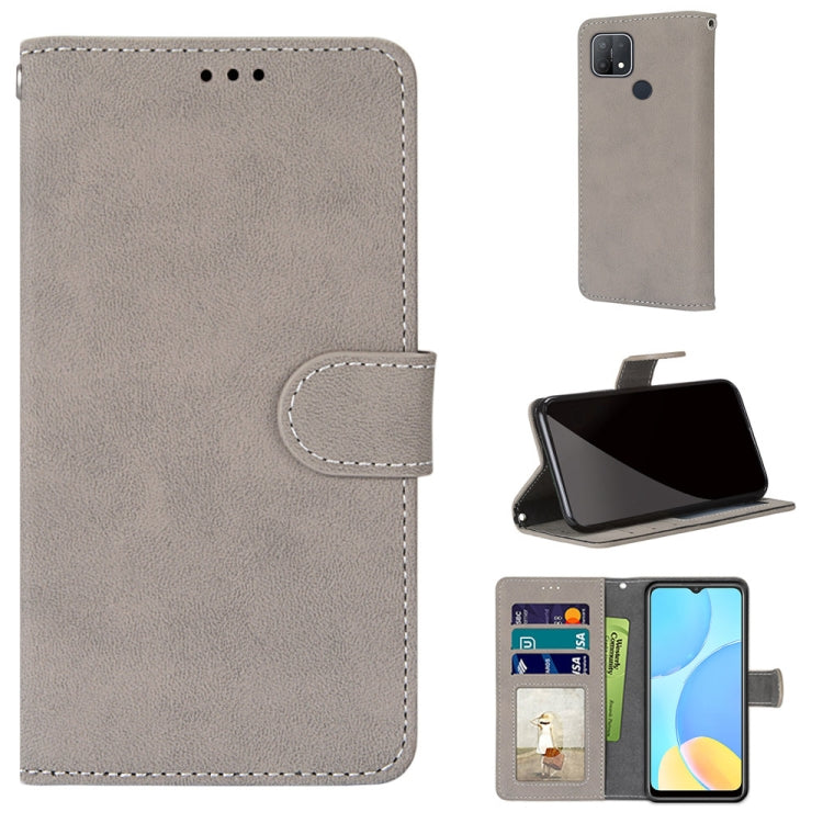 For OPPO A15 / A15s Retro Frosted Horizontal Flip PU Leather Case with Holder & Card Slots & Wallet & Photo Frame