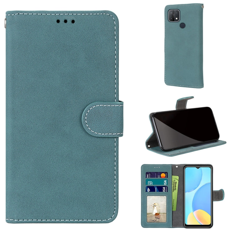 For OPPO A15 / A15s Retro Frosted Horizontal Flip PU Leather Case with Holder & Card Slots & Wallet & Photo Frame