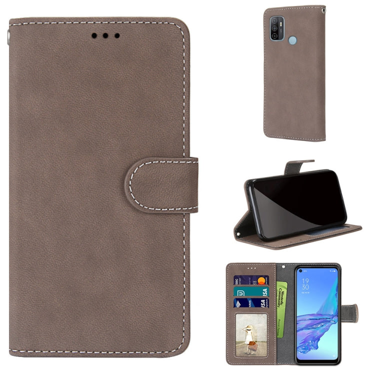 For OPPO A53 4G(2020) / A53s / A32 / A33 (2020) Retro Frosted Horizontal Flip PU Leather Case with Holder & Card Slots & Wallet & Photo Frame