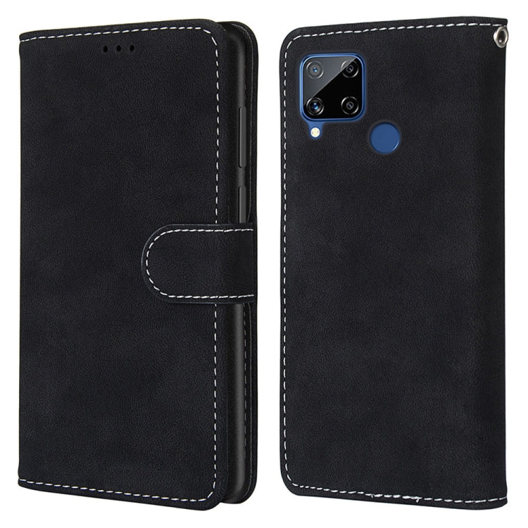 For OPPO Realme C15 / C12 / C25 / 7i (Global) / Narzo 20 / 30A Retro Frosted Horizontal Flip PU Leather Case with Holder & Card Slots & Wallet & Photo Frame