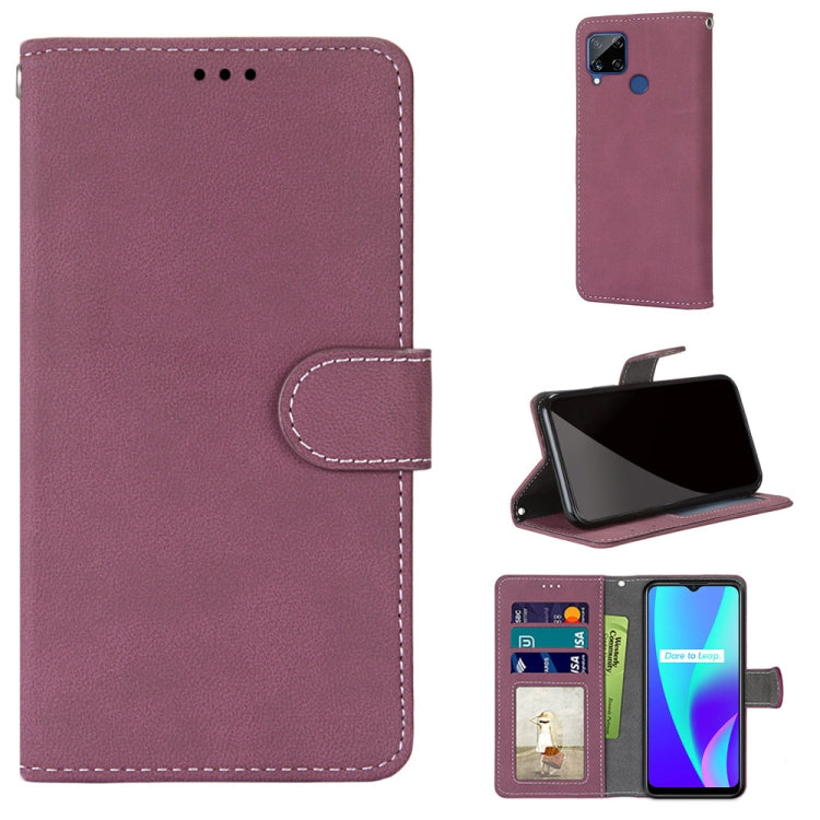 For OPPO Realme C15 / C12 / C25 / 7i (Global) / Narzo 20 / 30A Retro Frosted Horizontal Flip PU Leather Case with Holder & Card Slots & Wallet & Photo Frame
