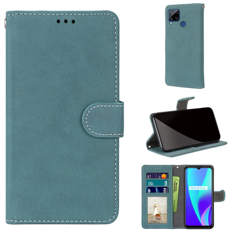 For OPPO Realme C15 / C12 / C25 / 7i (Global) / Narzo 20 / 30A Retro Frosted Horizontal Flip PU Leather Case with Holder & Card Slots & Wallet & Photo Frame