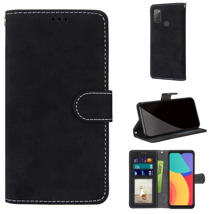 For Alcatel 3L 2021 Retro Frosted Horizontal Flip PU Leather Case with Holder & Card Slots & Wallet & Photo Frame