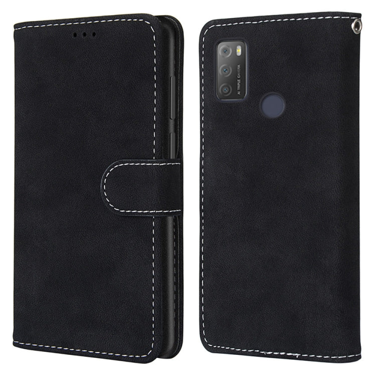 For Alcatel 3L 2021 Retro Frosted Horizontal Flip PU Leather Case with Holder & Card Slots & Wallet & Photo Frame