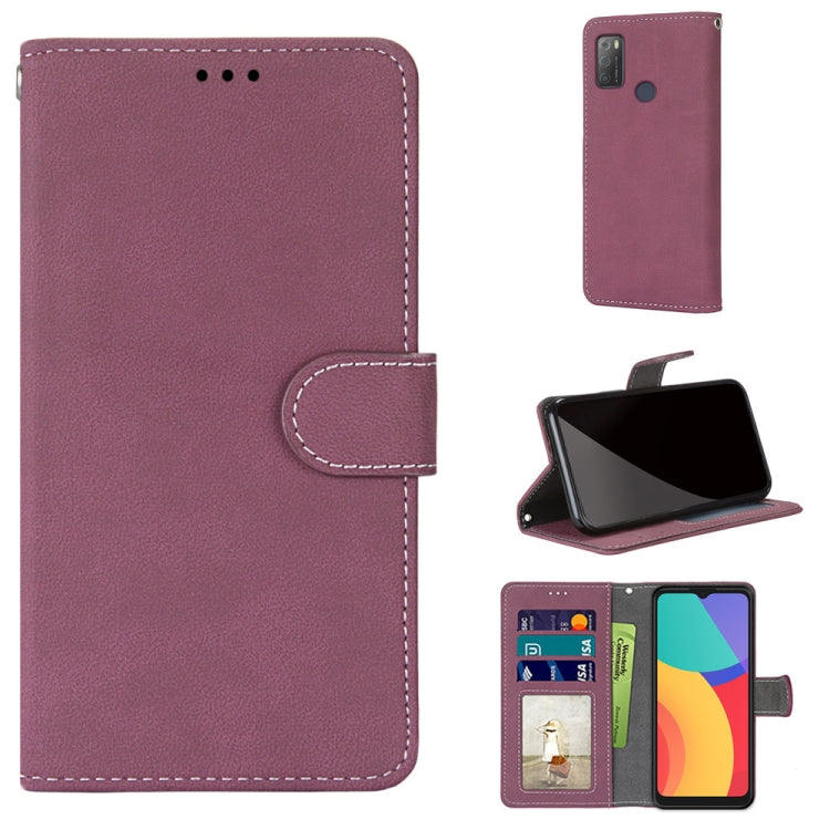 For Alcatel 3L 2021 Retro Frosted Horizontal Flip PU Leather Case with Holder & Card Slots & Wallet & Photo Frame