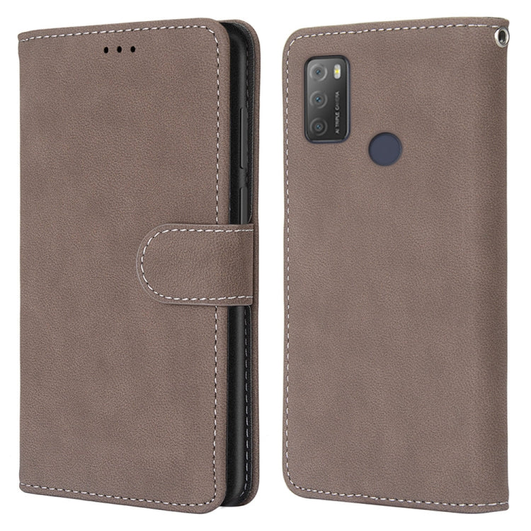 For Alcatel 3L 2021 Retro Frosted Horizontal Flip PU Leather Case with Holder & Card Slots & Wallet & Photo Frame