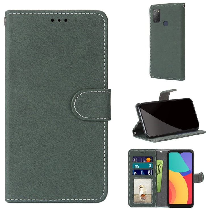 For Alcatel 3L 2021 Retro Frosted Horizontal Flip PU Leather Case with Holder & Card Slots & Wallet & Photo Frame