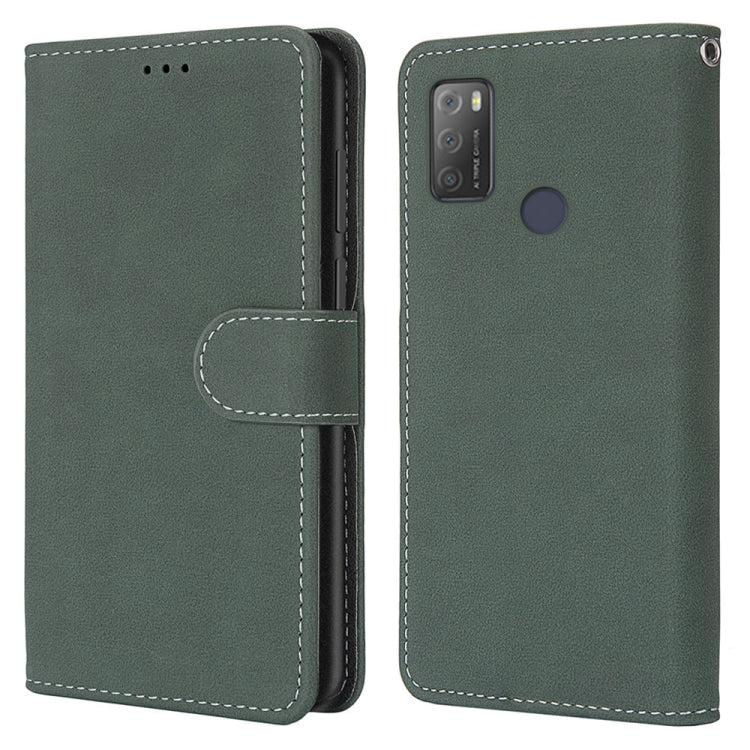 For Alcatel 3L 2021 Retro Frosted Horizontal Flip PU Leather Case with Holder & Card Slots & Wallet & Photo Frame