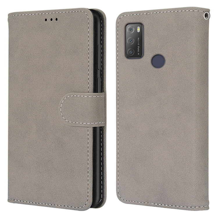 For Alcatel 3L 2021 Retro Frosted Horizontal Flip PU Leather Case with Holder & Card Slots & Wallet & Photo Frame