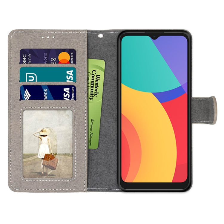 For Alcatel 3L 2021 Retro Frosted Horizontal Flip PU Leather Case with Holder & Card Slots & Wallet & Photo Frame