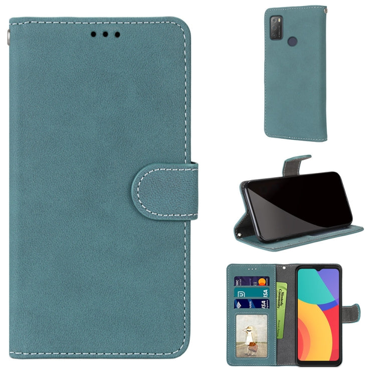 For Alcatel 3L 2021 Retro Frosted Horizontal Flip PU Leather Case with Holder & Card Slots & Wallet & Photo Frame