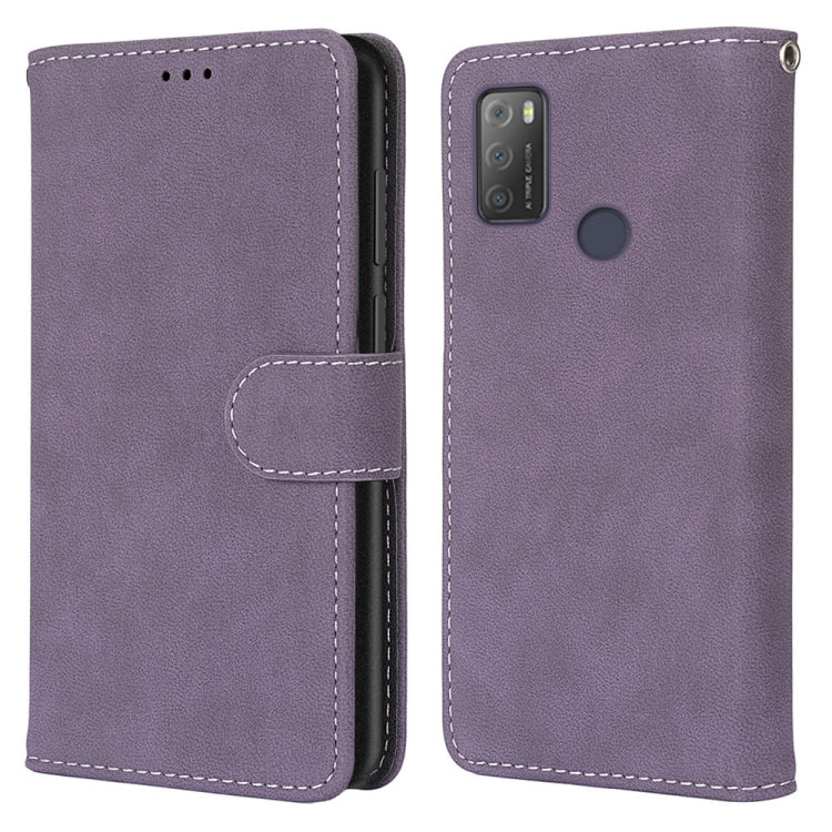 For Alcatel 3L 2021 Retro Frosted Horizontal Flip PU Leather Case with Holder & Card Slots & Wallet & Photo Frame