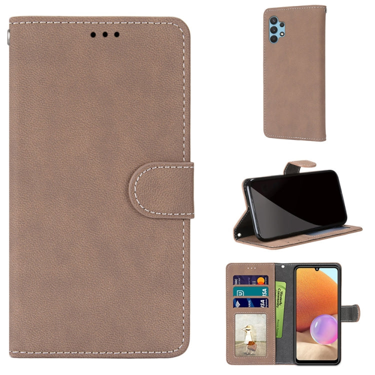 For Samsung Galaxy A32 4G / A32 Lite Retro Frosted Horizontal Flip PU Leather Case with Holder & Card Slots & Wallet & Photo Frame
