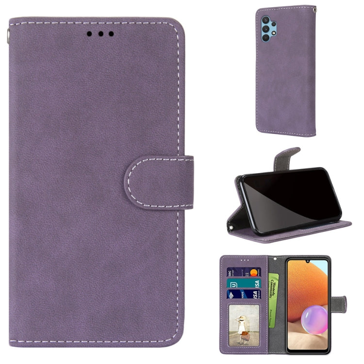 For Samsung Galaxy A32 4G / A32 Lite Retro Frosted Horizontal Flip PU Leather Case with Holder & Card Slots & Wallet & Photo Frame