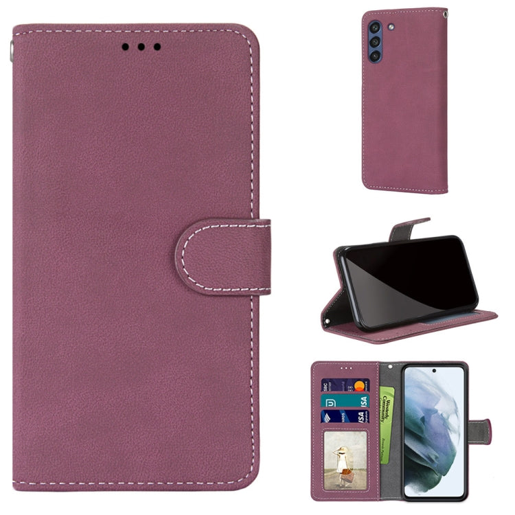 For Samsung Galaxy S21 FE Retro Frosted Horizontal Flip PU Leather Case with Holder & Card Slots & Wallet & Photo Frame