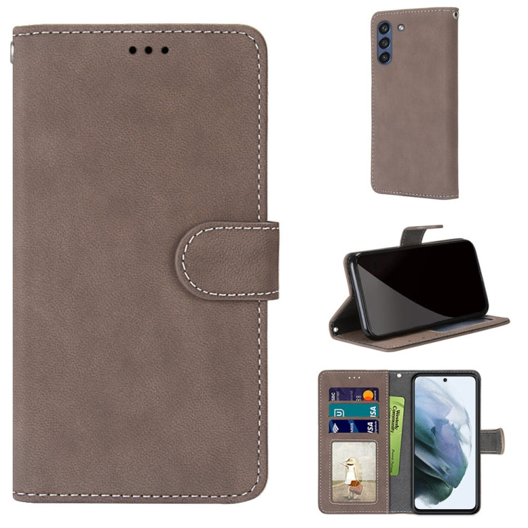 For Samsung Galaxy S21 FE Retro Frosted Horizontal Flip PU Leather Case with Holder & Card Slots & Wallet & Photo Frame