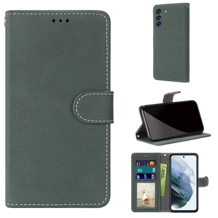 For Samsung Galaxy S21 FE Retro Frosted Horizontal Flip PU Leather Case with Holder & Card Slots & Wallet & Photo Frame