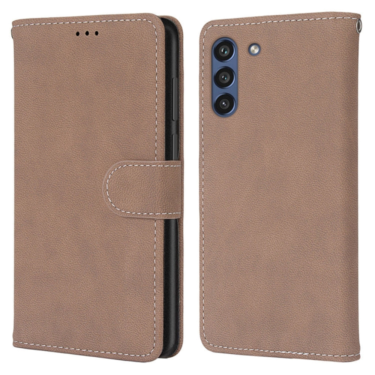 For Samsung Galaxy S21 FE Retro Frosted Horizontal Flip PU Leather Case with Holder & Card Slots & Wallet & Photo Frame