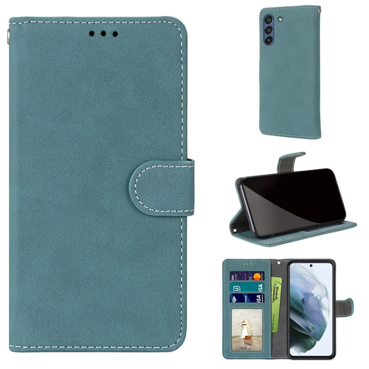 For Samsung Galaxy S21 FE Retro Frosted Horizontal Flip PU Leather Case with Holder & Card Slots & Wallet & Photo Frame