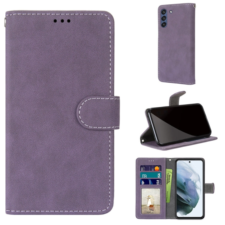 For Samsung Galaxy S21 FE Retro Frosted Horizontal Flip PU Leather Case with Holder & Card Slots & Wallet & Photo Frame